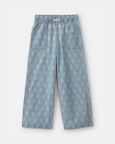 OshKosh B'gosh Qız Çiçəkli Chambray Çəkmə Şalvar - Açıq Yuma