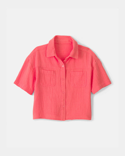 OshKosh B'gosh Qız Şəffaf Qısa Tərəvəzli Bluzka - Çəhrayı