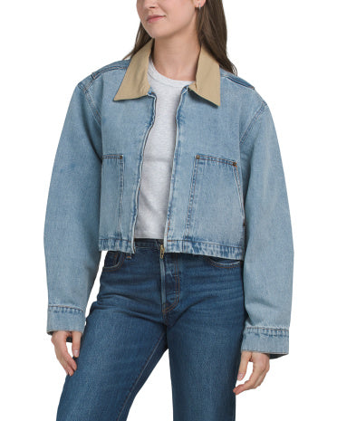 BLANK NYC Qısaldılmış Denim Çiftlik Gödəkçəsi