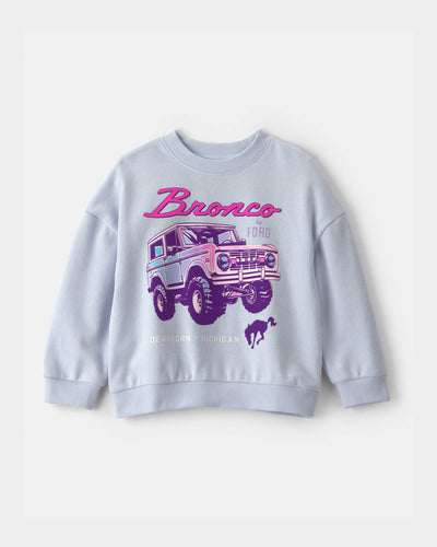 OshKosh B'gosh Uşaq Qız Ford Bronco Fransız Təri Pulover Huddi - Mavi