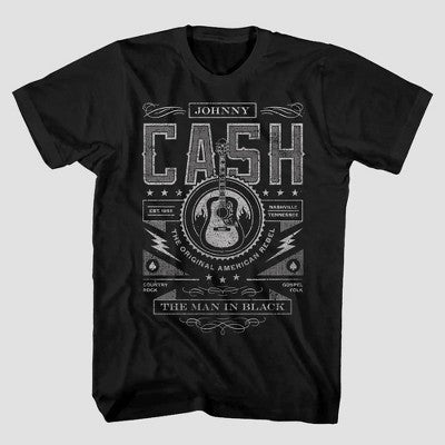 Merch Traffic Kişi Johnny Cash Qısa Tənli Crewneck T-Shirt - Qara