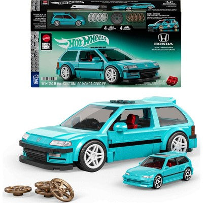 Mattel Brick Shop Hot Wheels Custom '90 Honda Civic EF Quruluş Oyuncaq Dəsti 248 Parça Kolleksiyonaçılar Üçün