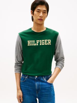 Tommy Hilfiger Uzun Kollu Rəngli Blok Hilfiger Köynəyi, Bəzəkli Yaşıl
