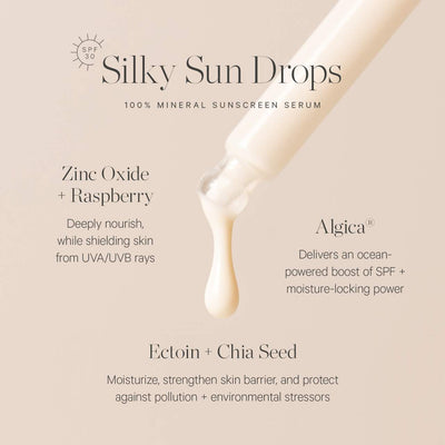 KORA Organics Silky Sun Drops Organik Günəş Kremi Serumu SPF 30 Dəri Maneəsinin Bərpası üçün