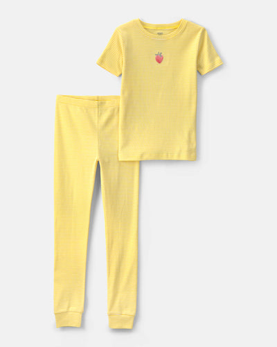 Carter's Qız Çiyələk 100% Pambıq Rahat Oturan 2-Parçalı Pijama Dəsti - Sarı