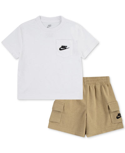 Nike Oğlan Uşaq 2T-4T Cib Köynəyi və Frantsız Terisi Şortlar, 2 Parçalı Dəsti