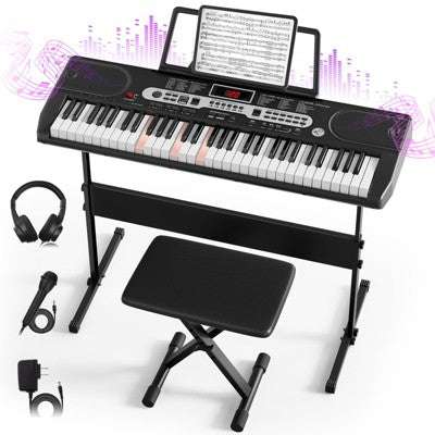 SUGIFT 61 Tuşlu İşıqlı Elektron Klaviatura Piyano Seti LCD Ekran ilə