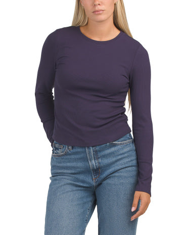 TAHARI Uzun Qol Crew Neck T-Shirt