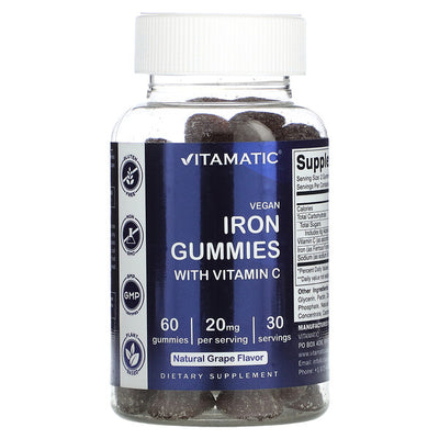 Vitamatic Vegan Dəmir Qamma Vitaminləri C Vitamini ilə Təbii Üzüm 60 Ədəd