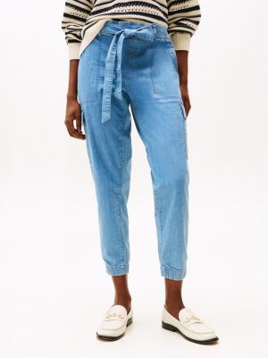 Tommy Hilfiger Kəmərli Kargo Joqger, Açıq Yuma Chambray