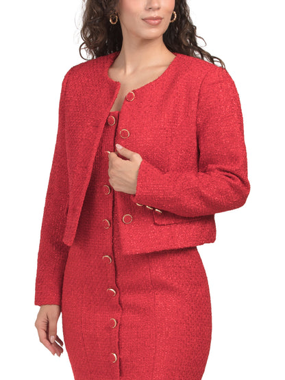 ENDLESS ROSE Tweed Düyməli Gödəkçə