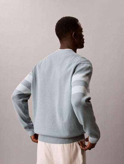 Calvin Klein Tech Knit Stripe Sweater Texturlu Çizgi Pulover
