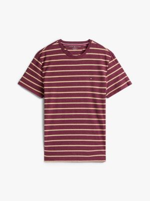 Tommy Hilfiger Extra Slim Zolaqli Elastik Pambıq Köynəyi, Bordo Heather Zolaqli