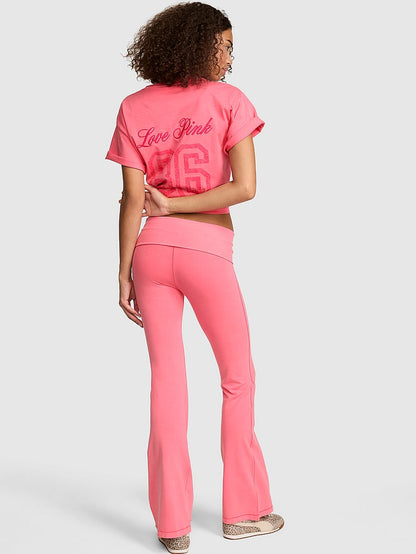 PINK All-Day Cotton™ Foldover Flare Leggings