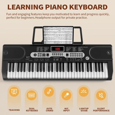 SUGIFT 61 Tuşlu İşıqlı Elektron Klaviatura Piyano Seti LCD Ekran ilə