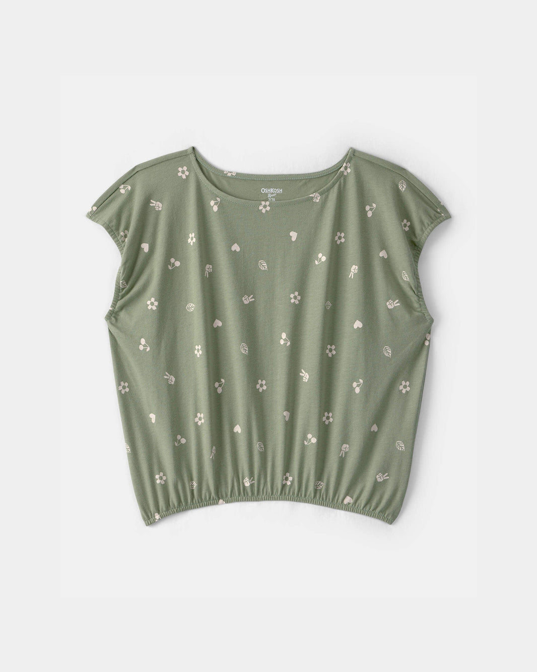 OshKosh B'gosh Qız Bahar İkonası Qısa Tməlli Köynək - Zeytun Rəngi