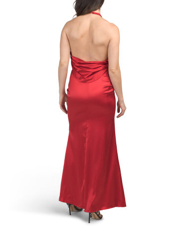MAC DUGGAL Kolsuz Saten 3D Çiçəkli Geyim