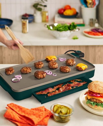 Bella 10" x 20" Griddle Isitmə Sini ilə, Meşə Yaşıl