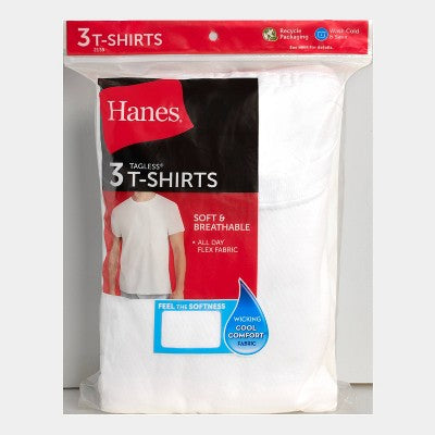 Hanes Kişi 3-Paket Tənəffüs Köynəyi - Ağ L
