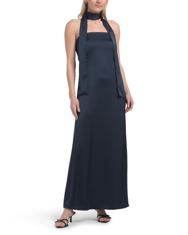 Boyunbağı ilə Strapless Maxi Geyim