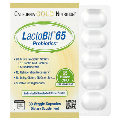 California Gold Nutrition Lactobif 65 Probiotiklər 30 Bitki Kapsulu