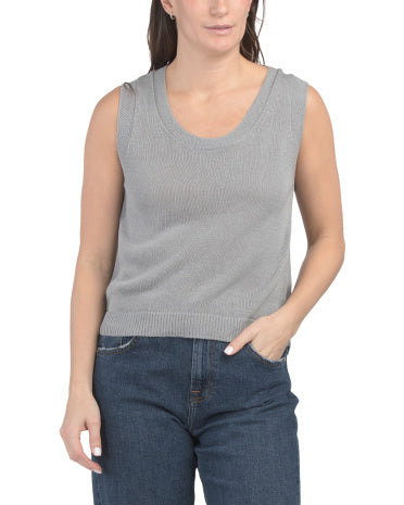 MAX STUDIO LONDON Linen Qarışığı Scoop Boyunlu Atlet
