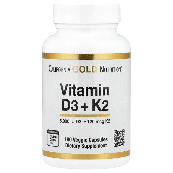 California Gold Nutrition D3 K2 MK-7 180 Bitki Kapsulu