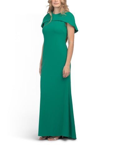 BETSY &amp; ADAM Made In Usa Pelerinalı Gown