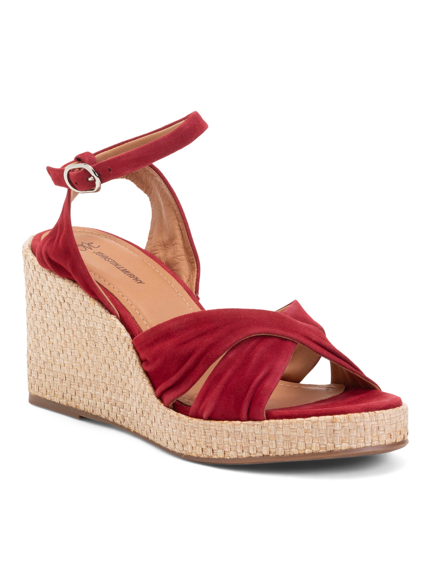 JOHNSTON AND MURPHY Made In Brazil Uşaq Dəri Marcia Cross Band Comfort Wedge Sandalları