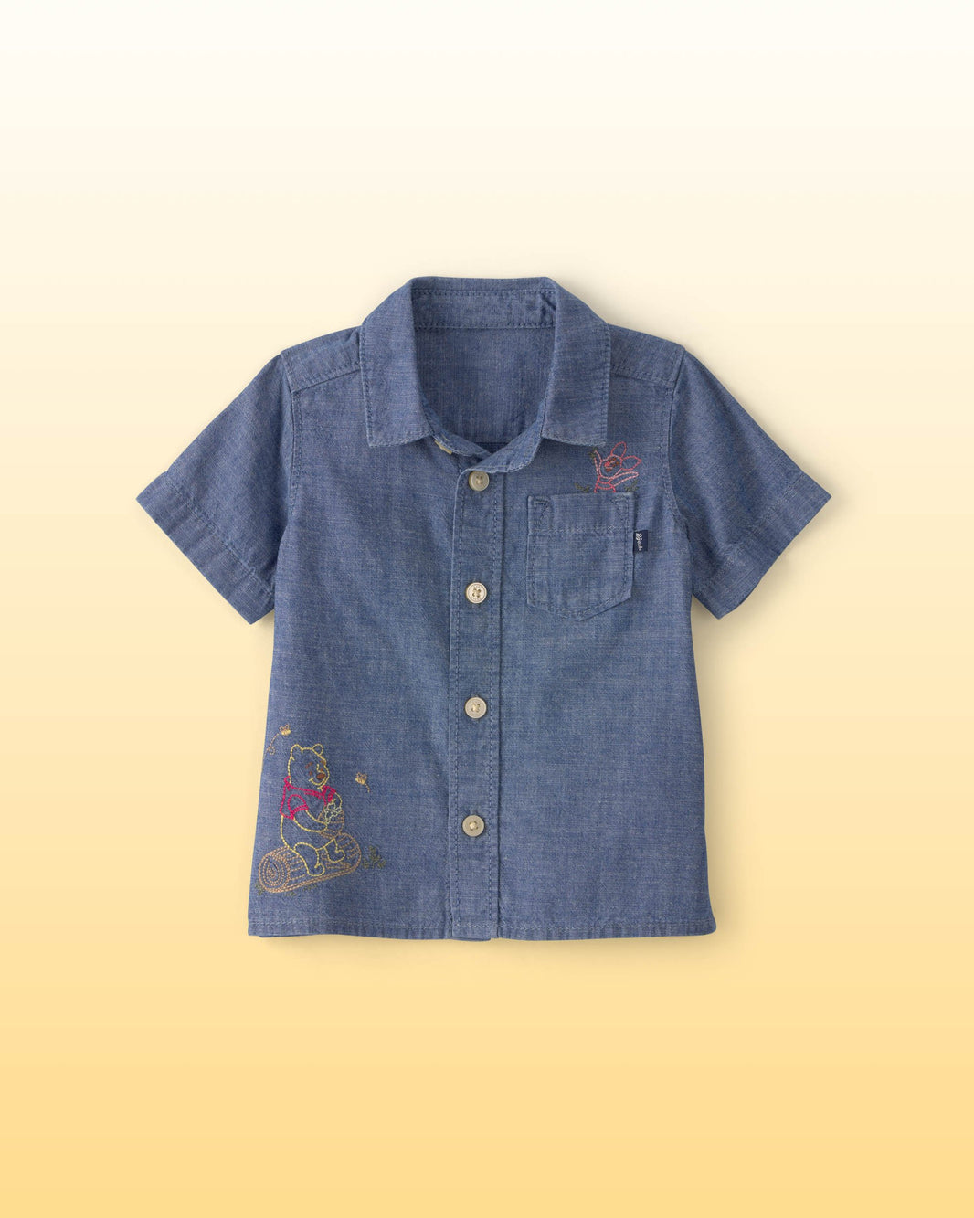 OshKosh B'gosh Uşaq Oğlan Disney© Winnie the Pooh Chambray Düymə Köynəyi - Orta Yuyunmuş