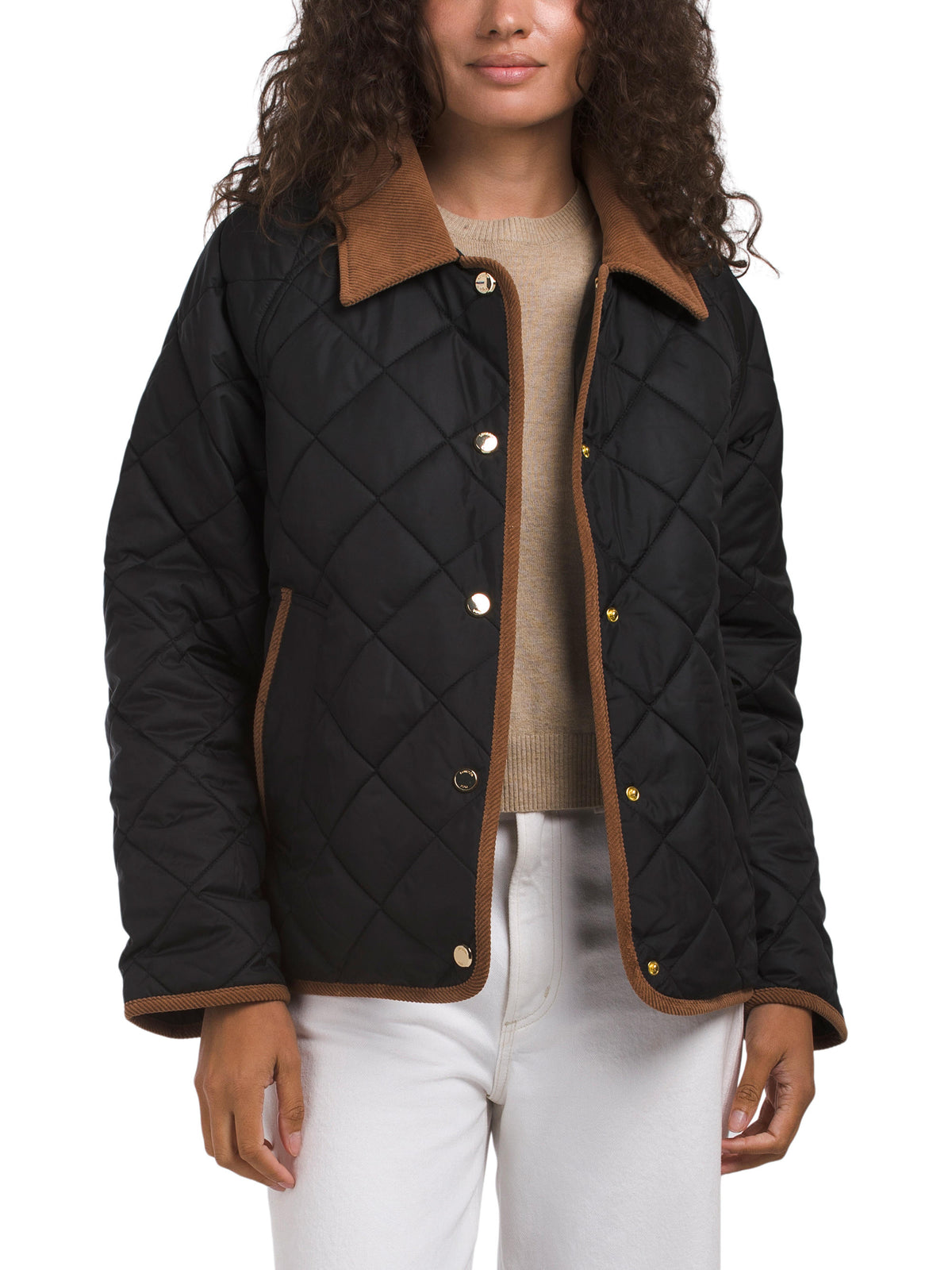 LONDON FOG Missy Corduroy Yaxalıqlı Yapolaşdırılmış Gödəkçə