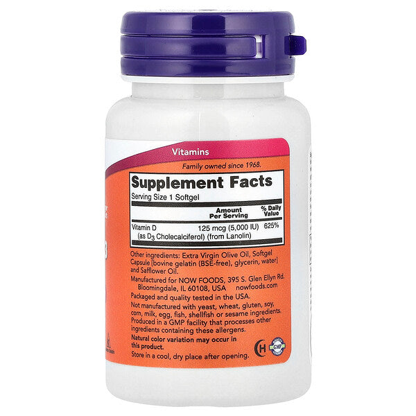 Now Foods D Vitamini 3 Yüksək Potensial 5 000 IU 240 Soft Kapsul