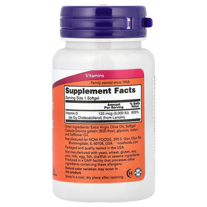 Now Foods D Vitamini 3 Yüksək Potensial 5 000 IU 240 Soft Kapsul
