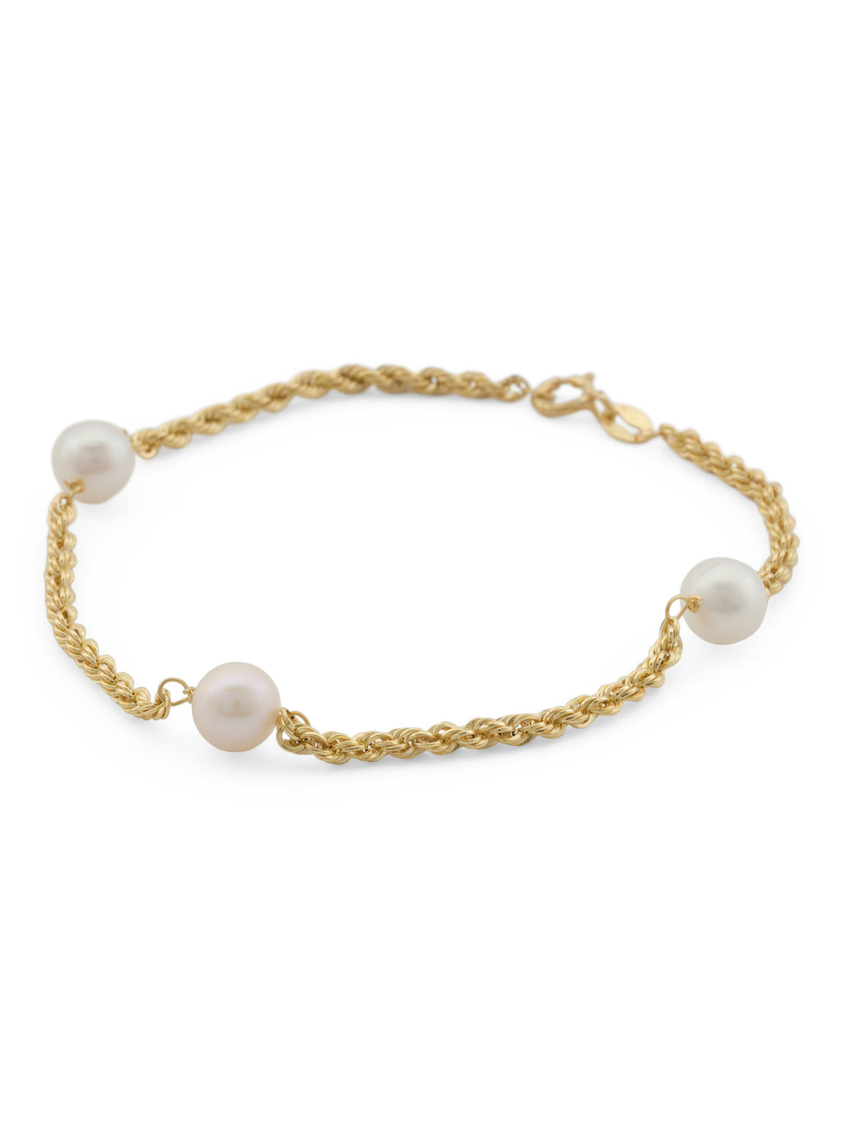GOLDEN CLEF İtaliyada İstehsal Edilmiş 10kt Qızılı Mərcan Halat Zəncir Bilək Döngəsi