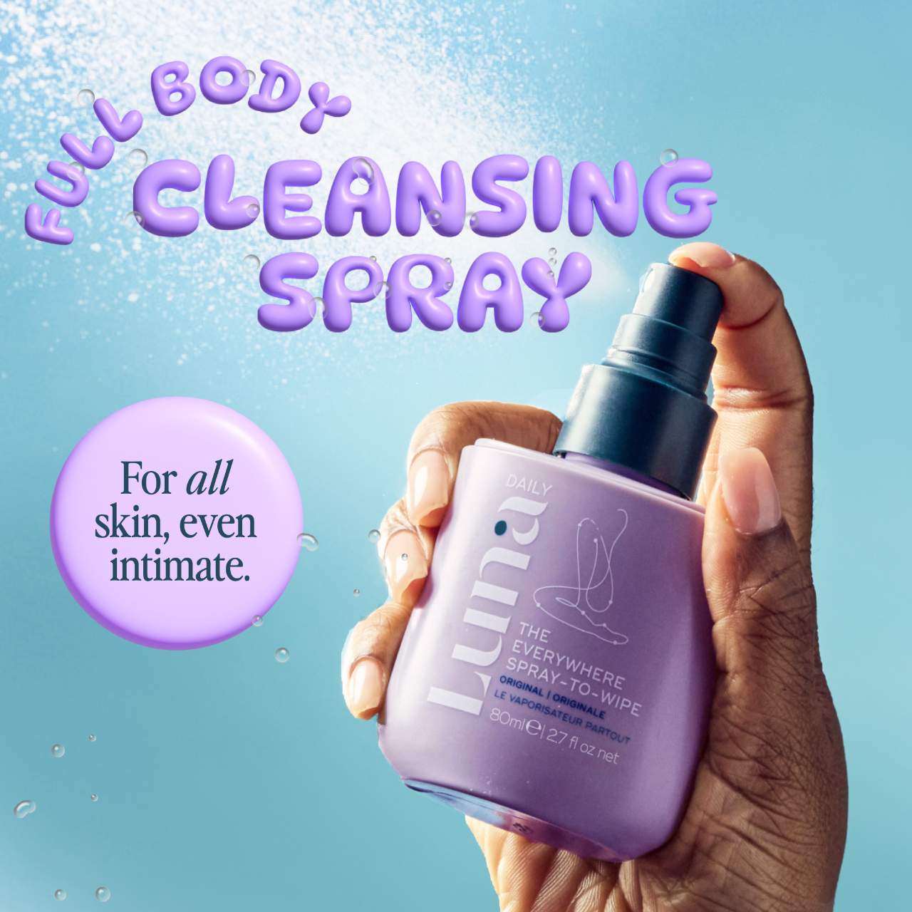 Luna Daily Hər Yerdə İstifadə Üçün Sprey-Silmə Vasitəsi - pH Balansı ilə Prebiotiklər + C və E Vitaminləri