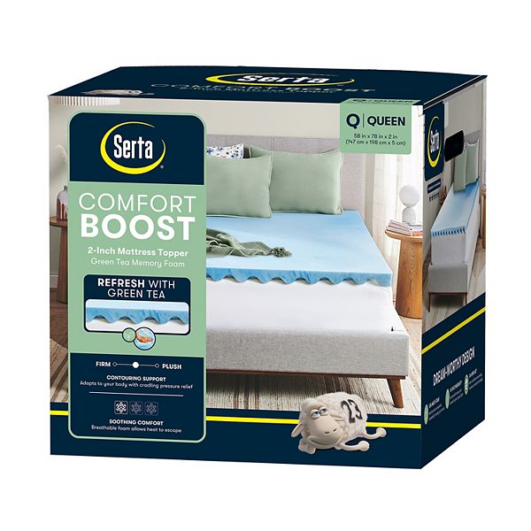 Serta Comfort Boost 2 düymə Yaşıl Çay Yaddaş Köpüyü Matras Üstü
