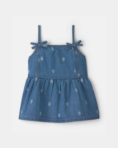 OshKosh B'gosh Qız Paisley Denim Bluzka - Orta Yıkama
