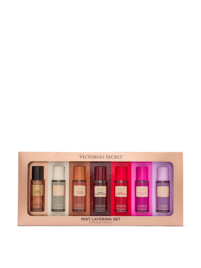 Victoria's Secret 7-Parça Fragrance Mist Layering Hədiyyə Dəsti Bare Vanilla ilə