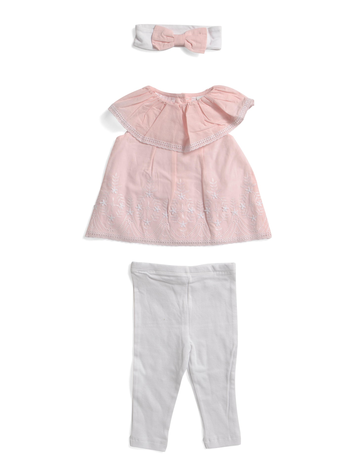 LITTLE ME Qız Uşaq 2 Parçalı Işlənmiş Tunika və Legging Dəsti Saç Bandı ilə