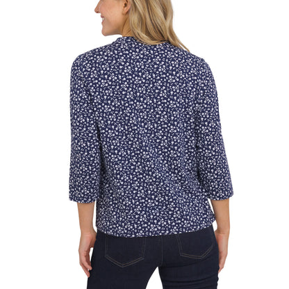 Lands' End Qadın Pintuck 3/4 Tərəvəz Köynəyi