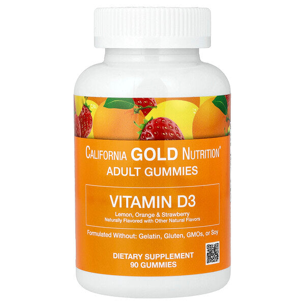 California Gold Nutrition D3 Vitamini Qamma Limon Narıncı Çiyələk 90 Ədəd