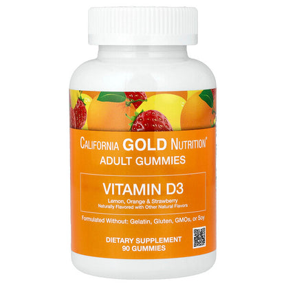 California Gold Nutrition D3 Vitamini Qamma Limon Narıncı Çiyələk 90 Ədəd