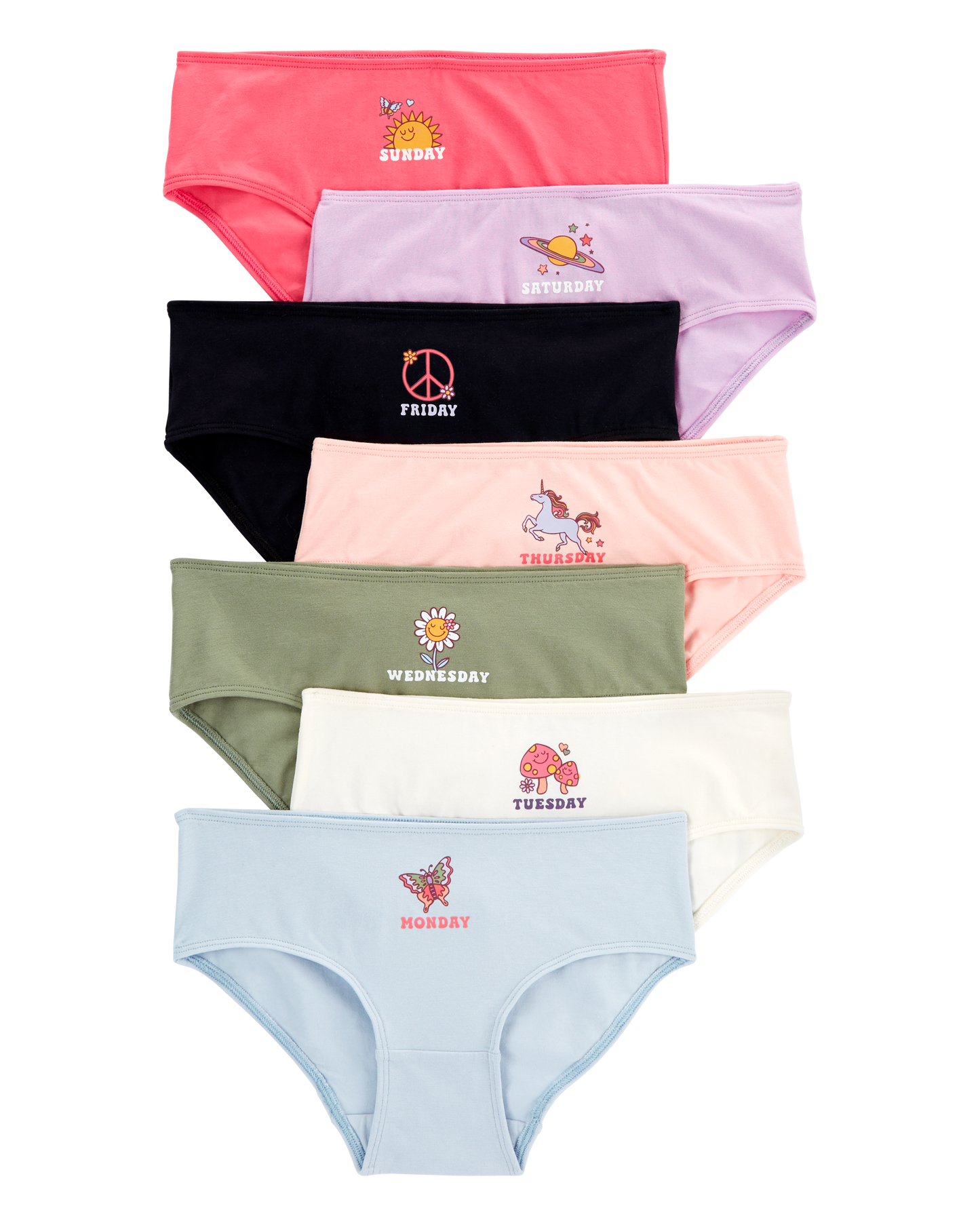 Carter's 7-Pack Həftənin Günləri Uzanabilen Pambıq Zənbil