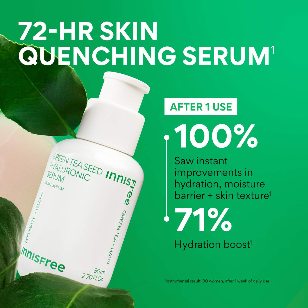 innisfree Yaşıl Çay Hialuron Turşusu + Niacinamid Doldurula Biləsi Serum