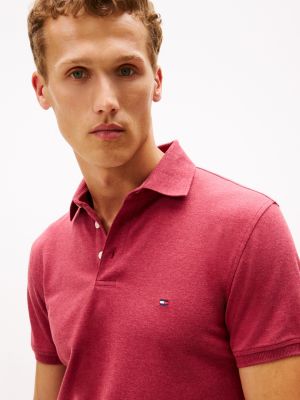 Tommy Hilfiger Slim Fit Stretch Pique Polo, Qırmızı Heather