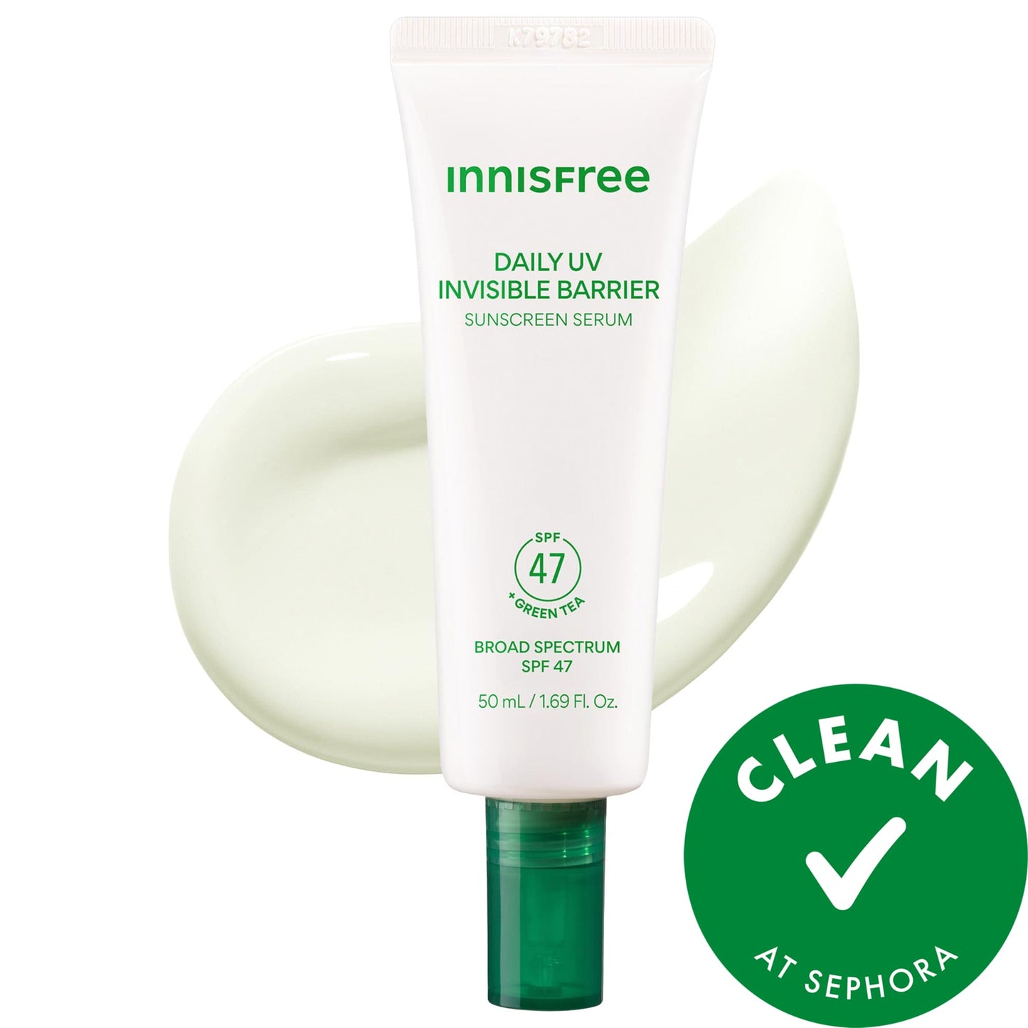 innisfree Invisible Barrier Koreya Günəş Kremi Serumu SPF 47 Çəcək Çayı və Hialuron Turşusu ilə