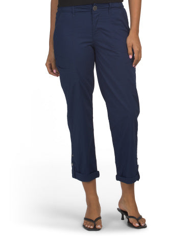 DEMOCRACY Poplin Utility Şalvarları Roll Tab ilə