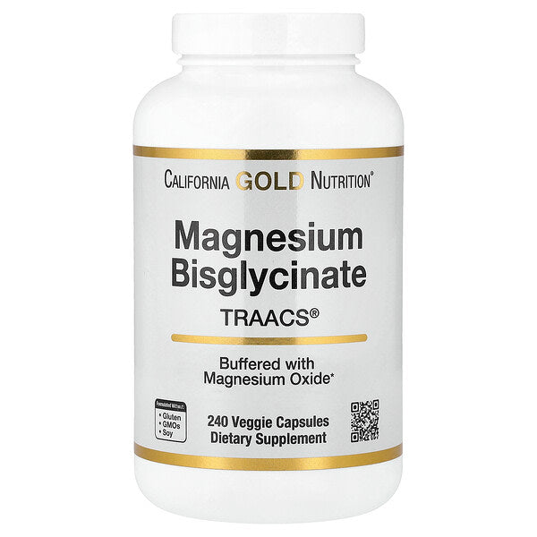 California Gold Nutrition Magnesium Bisglycinate Chelate Albion Traacs 240 Veggie Capsules 100mg