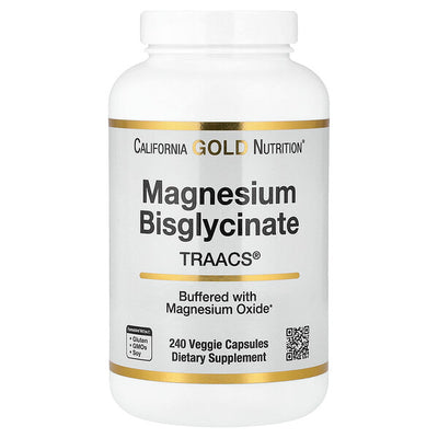 California Gold Nutrition Magnesium Bisglycinate Chelate Albion Traacs 240 Veggie Capsules 100mg