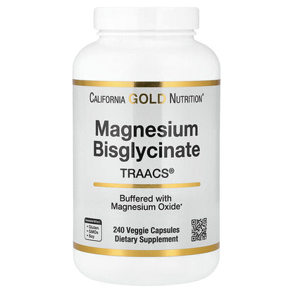 California Gold Nutrition Magnesium Bisglycinate Chelate Albion Traacs 240 Veggie Capsules 100mg